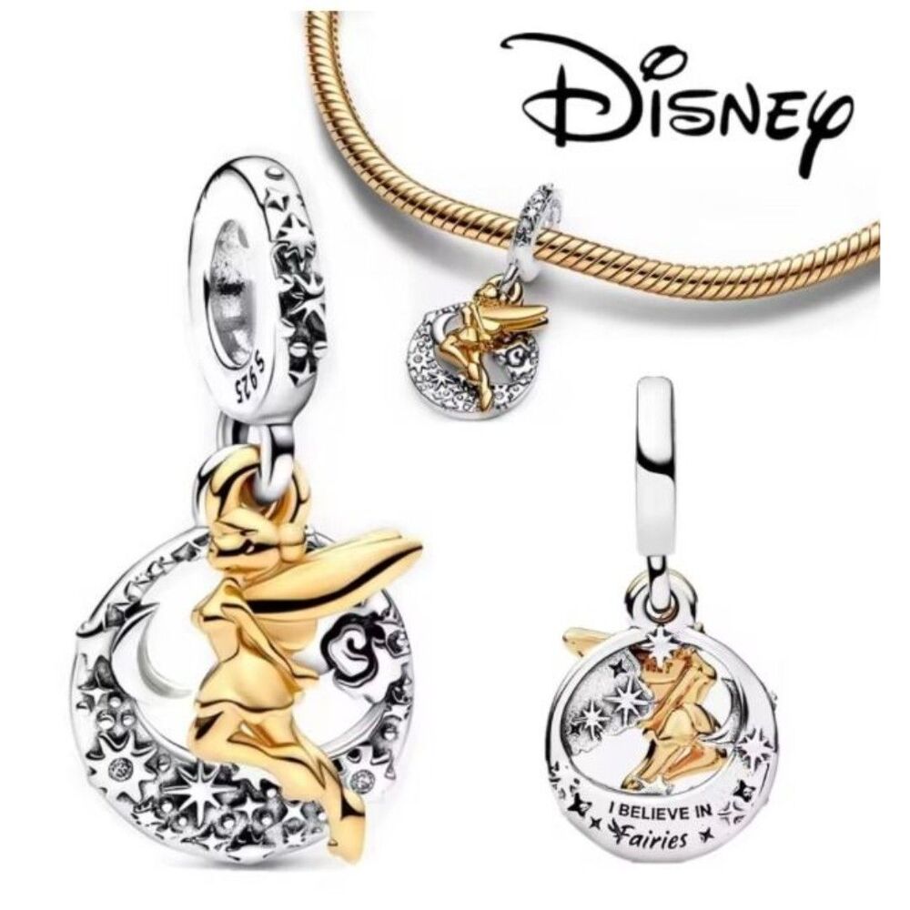 NWOT Tinkerbell Disney x Pandora FIT Double Layered Silver Charm